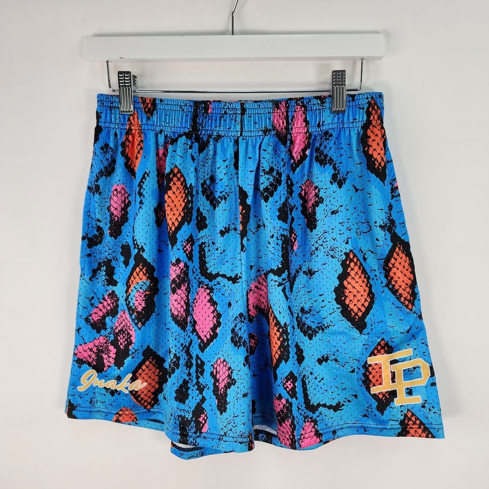 Inaka Power Snake Print Mesh Athletic Shorts Men's S Blue Orange Pink - Picture 1 of 10